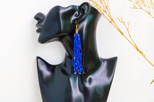 African Beaded earrings, Beaded Fringe earrings, Elegant earrings, Tribal earrings, Boho earrings