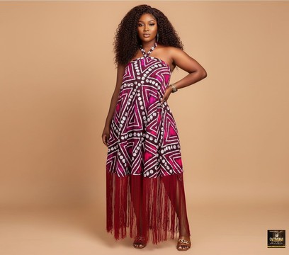 Halter Neck Fringe Midi Dress