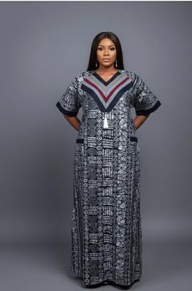 Kemi Multicolor Patterned Maxi Batik Kaftan Dress