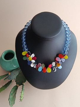 "Cactus". Nomadic glass petal jewelry set. One of a kind.