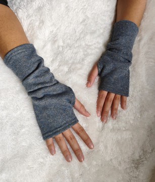 Mitaines mi-longues / coton bio pailleté ou