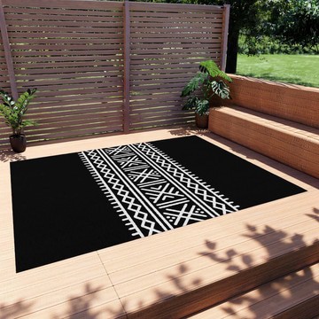Tribal Black and White Outdoor Rugs African Style Carpet (LARGER SIZES AVAILABLE)