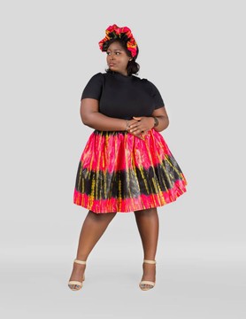 Ankara Skater Skirt and Schrunchie Headband Set| Ankara Dress| Ankara Skirt| Gifts For Her
