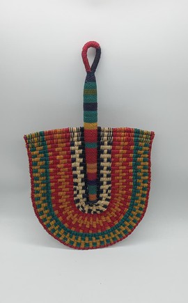 Handwoven African Fan, Multicolor Sisal Fan, Handmade Decorative Fan