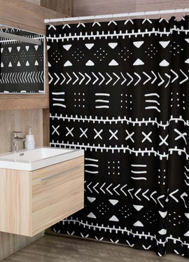 Cultural Unique Bath Mat White and Black Bathroom Rug (LARGER SIZES AVAILABLE)