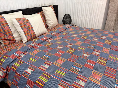 Parure Housse de couette Adjowa Azur 100% Coton 60 flis/m2, 200X200cm