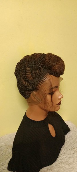 Bun braided wig, short wig, all back wig,