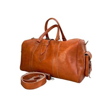Handmade genuine leather travel bag with shoe compartment - Large weekend bag