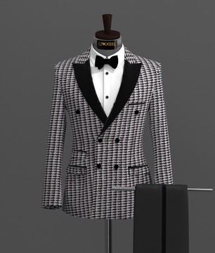 white-black check double breasted tweed suit........................best seller