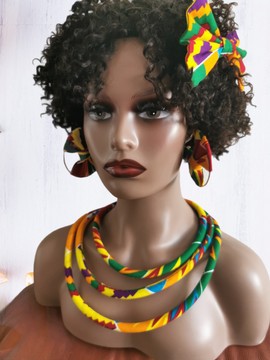 ENSEMBLE COLLIERS, BOUCLE D'OREILLE ET BARETTE DE TETE
