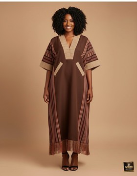 Chocolate brown Fringe Kaftan dress