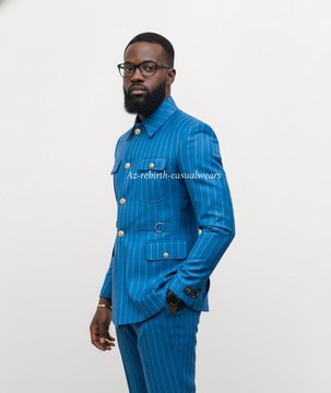 Men's stripe safari suit