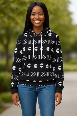 African Print Women Hoodie – Cultural Comfort - Cowrie