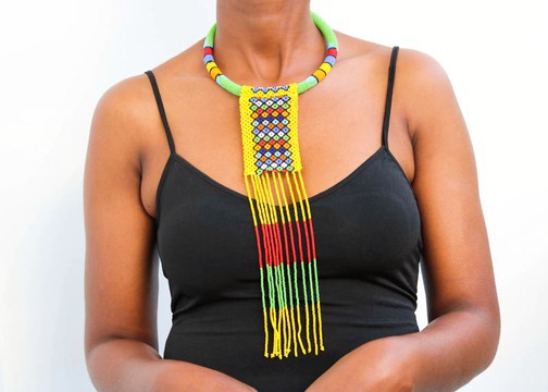 Collier zoulou africain, collier Beaded Fringe, cadeau de Noël pour elle, collier Maasai
