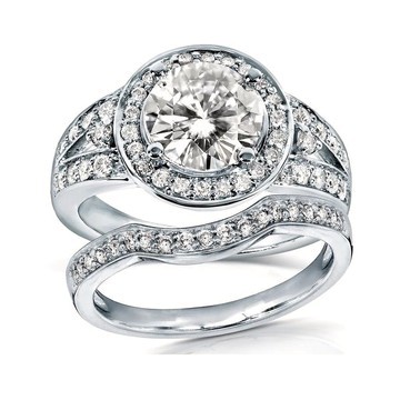 14k white gold wedding rings pair for women