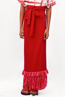 DABIYA FRINGED WRAP SKIRT