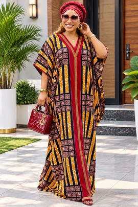 African Yellow Ankara Maxi Dress, Luxury Ankara African Fashion, Plus size dress