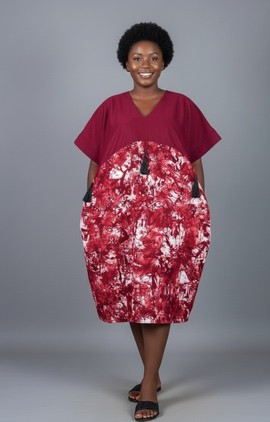 Zara's Charm: Stylish Red and Maroon A-Line Dress