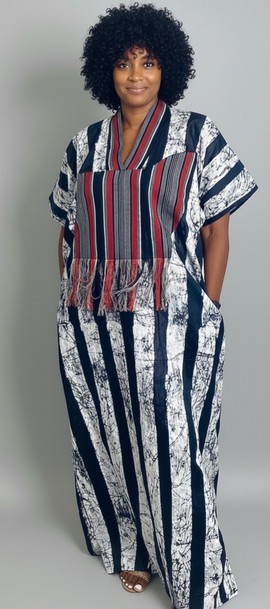 Stylish Women's Striped African Print Kaftan – Effortless Elegance