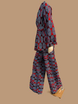 Ensemble deux pièces kimono et pantalon taille haute avec poches