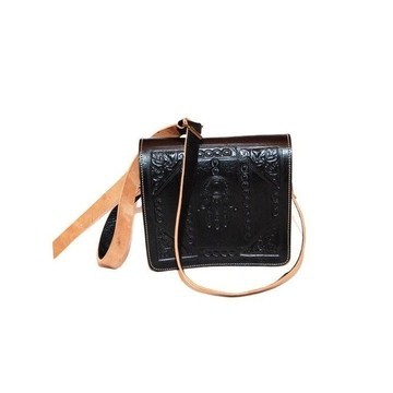 sac à bandoulière vrai cuir Noir