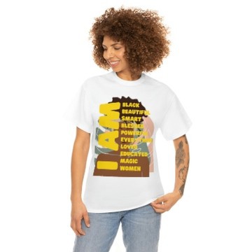 I Am Black and Beautiful T-Shirt | Afro Inspired Empowerment Graphic Tee | Black Pride Cotton Shirt