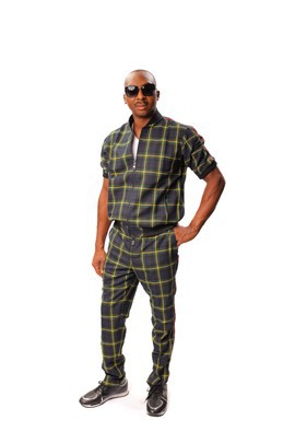 Tartan Plaid Bomber Jacket and Pants with Side Tapping Accents
