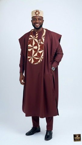 Burgundy Agbada set
