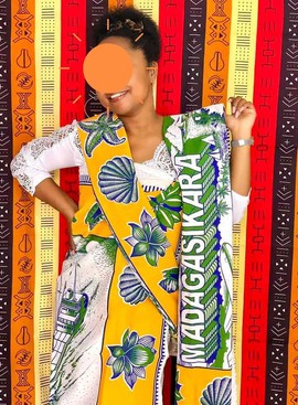 Ensemble pagne traditionnel "LAMBAOINE"/Madagascar