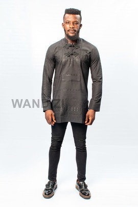 Black Mandarin Collar Dress Shirt, Mens Dress Shirt, Mens Clothing, Mens Wear
