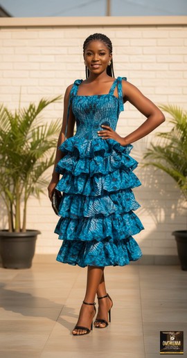 Blue Tiered Smocked Gown
