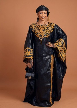 Black Bazin Boubou Kaftan