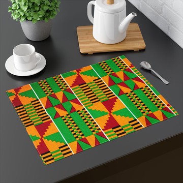 (TWO PIECES) African Placemat Ghana Kente Print (MORE SIZES AVAILABLE)