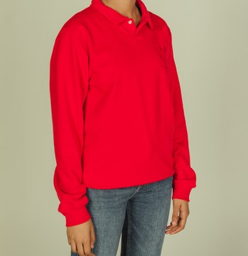 Sweat-polo Rouge Loose Fit Unisexe affirmation en broderie "You Look Great Today" Détails En Wax