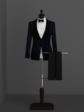 Black Pattern-Stoned Jacquard Shawl Lapel Tuxedo Suit...................................BEST SELLER