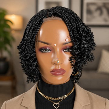 Knotless center parting with curly tips