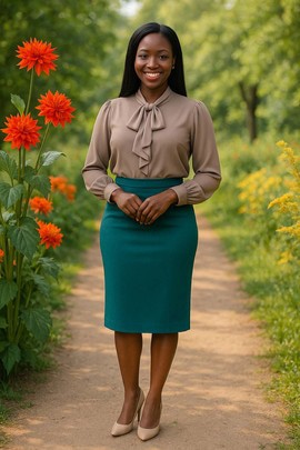 Jupe crayon midi en coton vert turquoise – Élégance éclatante