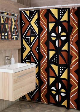 Authentic Mudcloth Shower Curtain African Bathroom Design (MORE SIZES AVAILABLE)