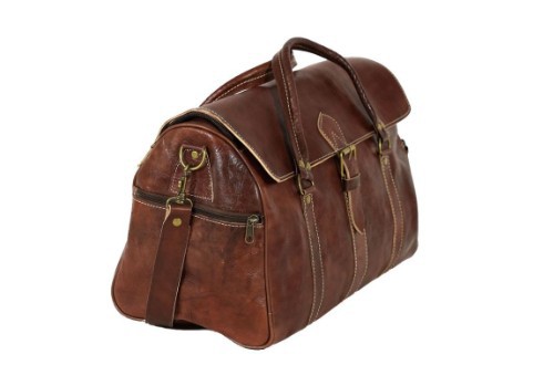 Travel bag in real leather 100% handmade