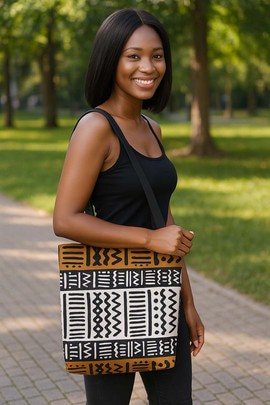 Kuba Afrocentric Tote Bags | Tribal Accessory | Large Capacity