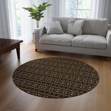 Mudcloth Tribal Round Rug African Carpet Colorful (LARGER SIZES AVAILABLE)