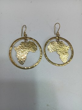 African earrings,brass earrings, Africa continent earrings.