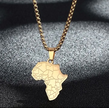 Collier carte africaine plaqué or 18 carats