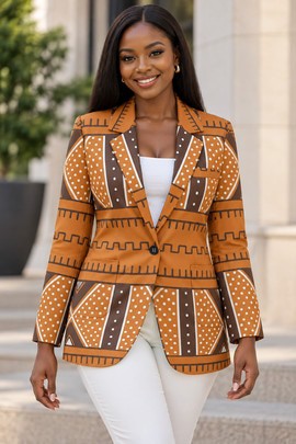 Robe midi à col en V et manches courtes pour femme en imprimé africain | Robe midi en imprimé africain | Bynelo