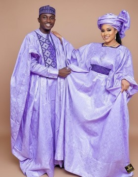 Couple's Bazin Agbada &amp; Bubu Set