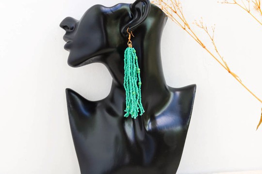 African Beaded earrings, Beaded Fringe earrings, Elegant earrings, Tribal earrings, Boho earrings