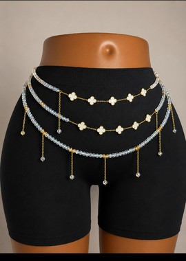 Perles de taille irisées personnalisées – Perles de taille multi-rangs personnalisées avec breloques trèfle dorées