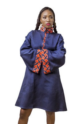 African Print dress, Ankara dress, African Womens clothing, Jeans dress, Denim dress, Flared dress
