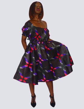 Robe évasée imprimée bazin