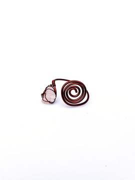 Copper Spiral Bangle - Rose Quartz